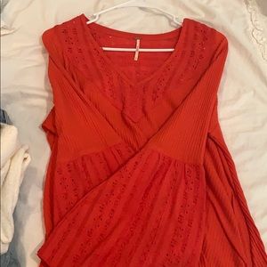 Orange Long Bell Sleeve Top